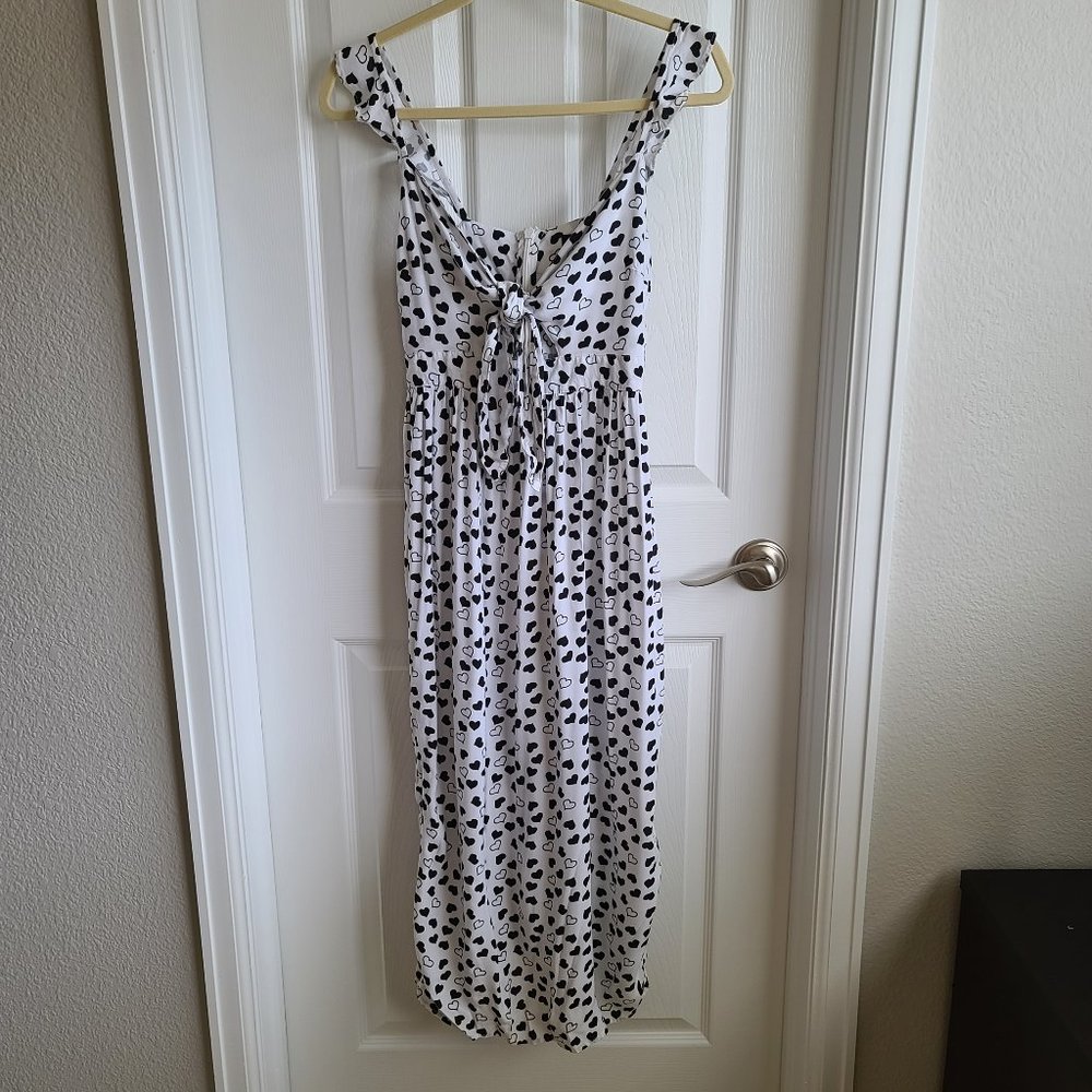 Topshop Petite Black & White Heart Maxi Dress
